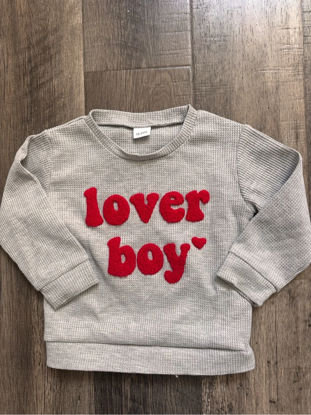 Gray 'Lover Boy' Kids Sweatshirt with Red Applique